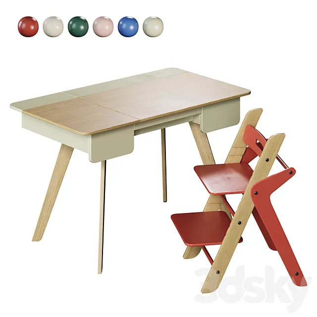 Desk and growing chair Moonk Magnus 3D Model Desk and growing chair Moonk Magnus 3D Model