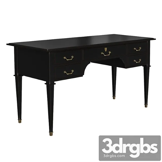 Desk bureau noir 5 tiroirs en acacia massif noir gris perle gris nuance – cenacle 2 3D Model Download