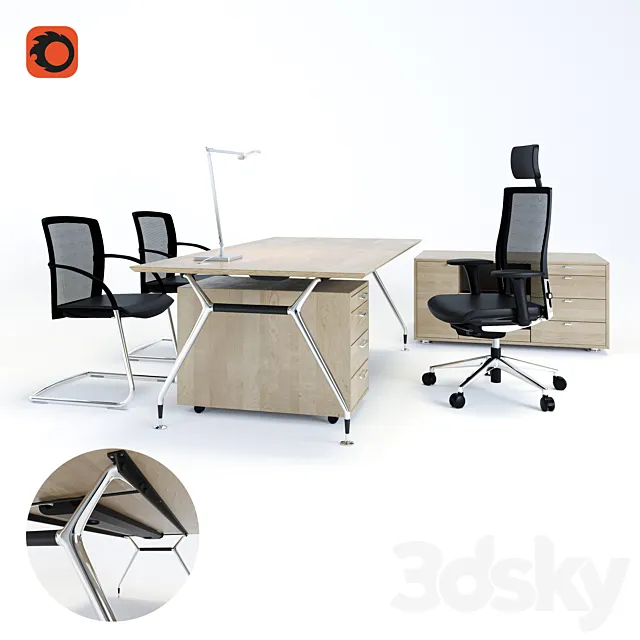 Desk Summa M (Koenig + Neurath. Germany). chair Okay II (Koenig + Neurath. Germany). table lamp JACKIE-PANZERI 3DModel Desk Summa M (Koenig + Neurath. Germany). chair Okay II (Koenig + Neurath. Germany). table lamp JACKIE-PANZERI 3DModel