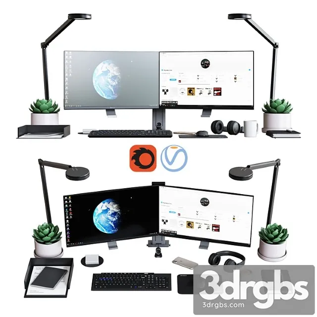 Desktop Set Classic Office Edition 3D Model Download