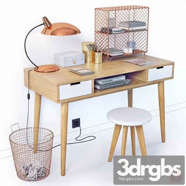 Desktop with decor la redoute jimi 2 3D Model Download Desktop with decor la redoute jimi 2 3D Model Download