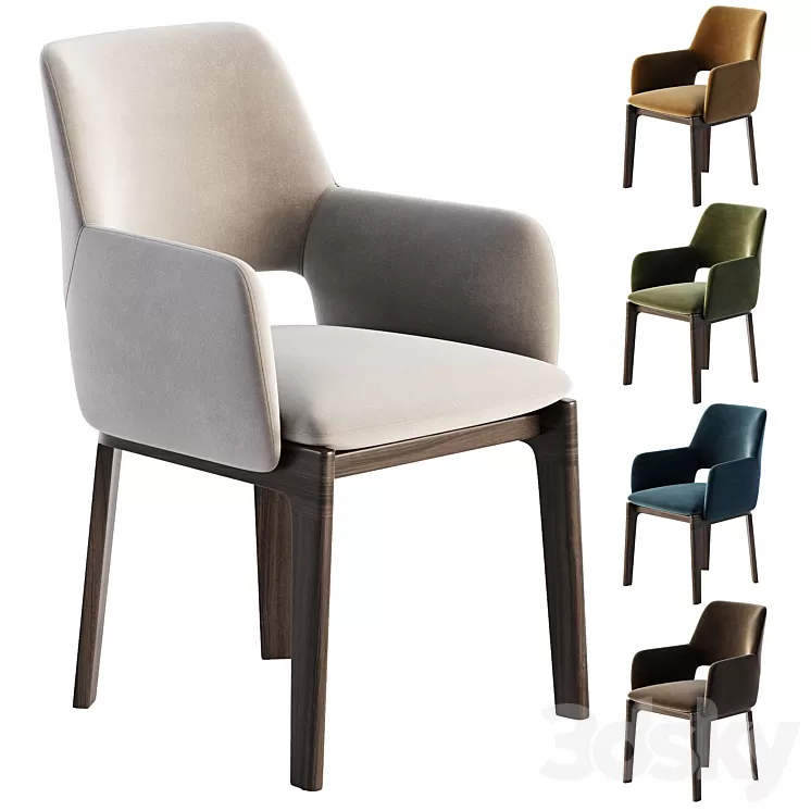 DEVON Chair with armrests By Molteni & C. 3D Model Free Download