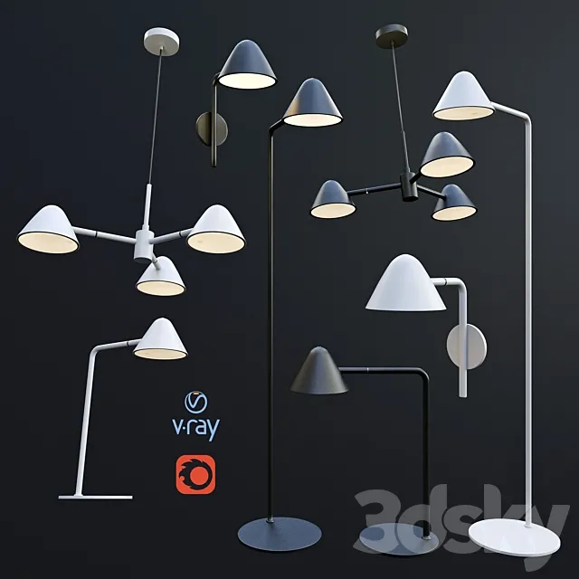 DEVON pendant table wall and floor lamps from the company LUCIDE Belgium. 3D Model