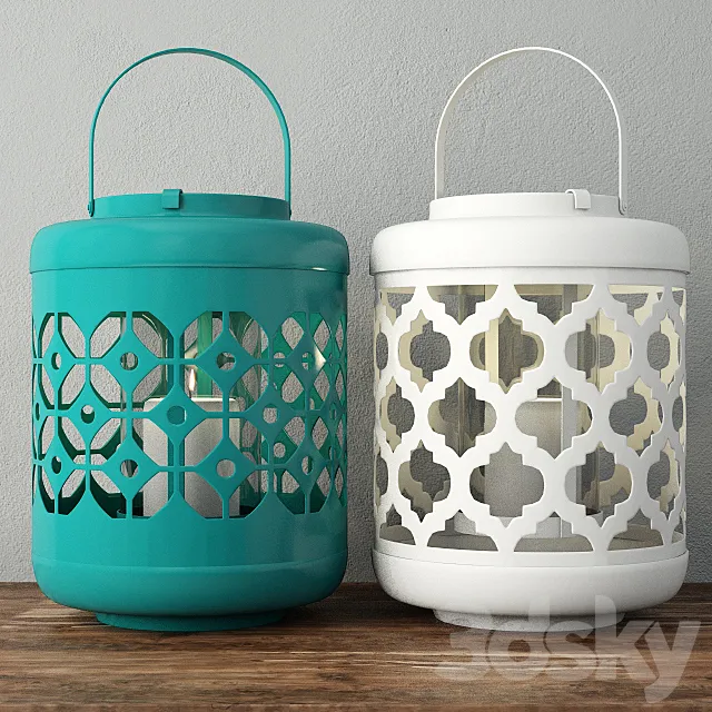 Dharma Metal Lantern Set 3D Model Dharma Metal Lantern Set 3D Model
