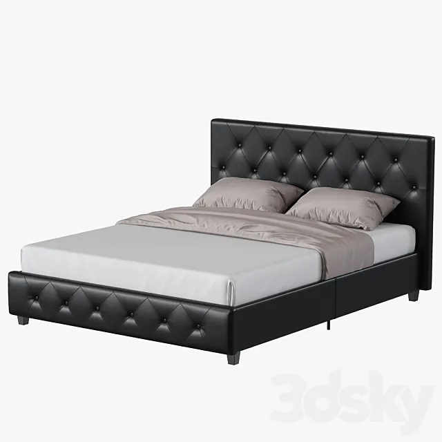 DHP Dakota Upholstered Platform Bed 3D Model DHP Dakota Upholstered Platform Bed 3D Model