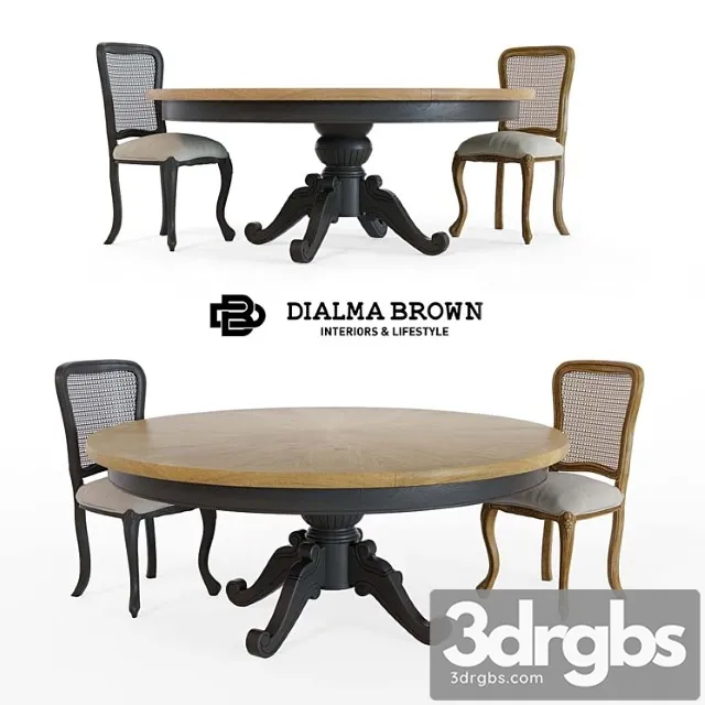 Dialma brown table and chair 2 3D Model Download
