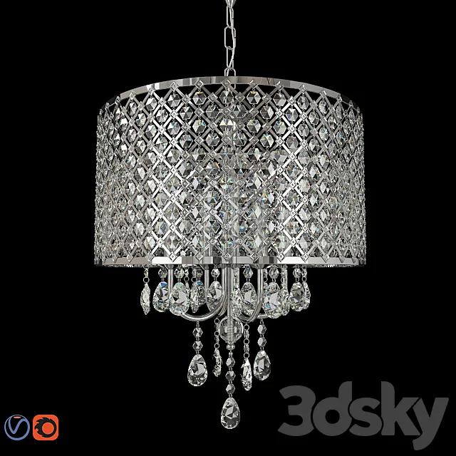 Diana 4 Light Drum Chandelier 3D Model Diana 4 Light Drum Chandelier 3D Model