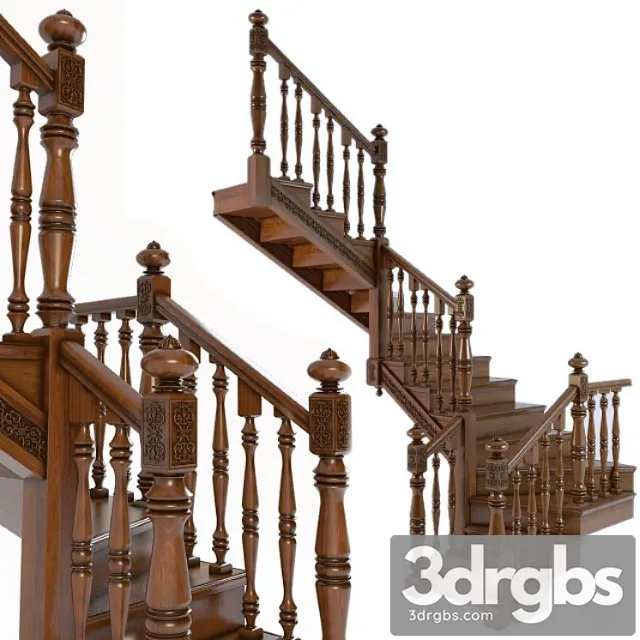 Dierieviannaia Liestnitsa Wooden Stairs 3D Model Download