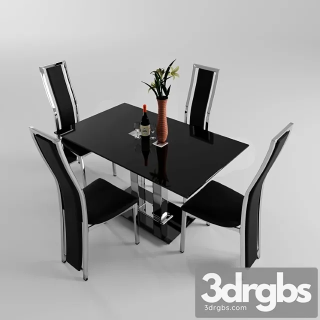 Diining table avrora & c-100 chair 2 3D Model Download