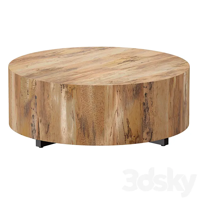 Dillon Spalted Primavera Round Wood Coffee Table (Crate and Barrel) 3DModel