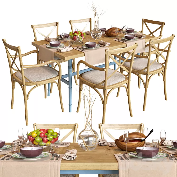 DINETTE WOODEN PROVENCE 3D Model