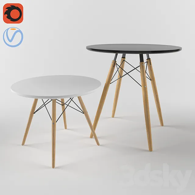Dining and coffee tables Eiffel 3D Model