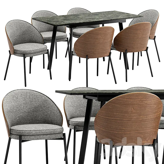 Dining chair 4115-DC-S197A and table Agni 3D Model Dining chair 4115-DC-S197A and table Agni 3D Model