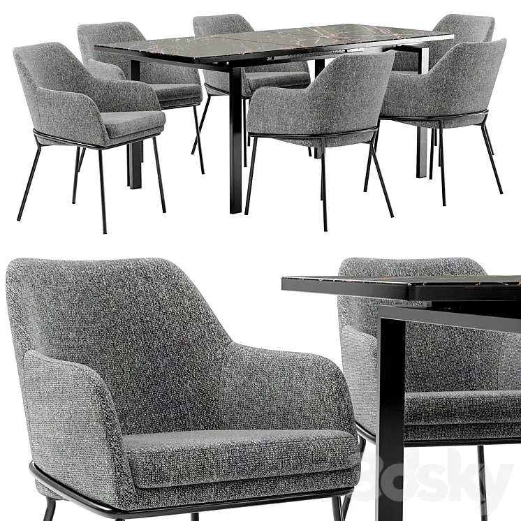 Dining chair Cozy and table Areal 3D Model Free Download