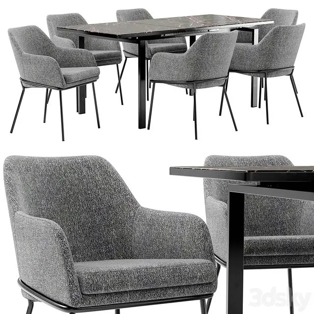 Dining chair Cozy and table Areal 3D Model Dining chair Cozy and table Areal 3D Model