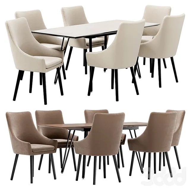 Dining chair Dafna and table Diego 3D Model Dining chair Dafna and table Diego 3D Model