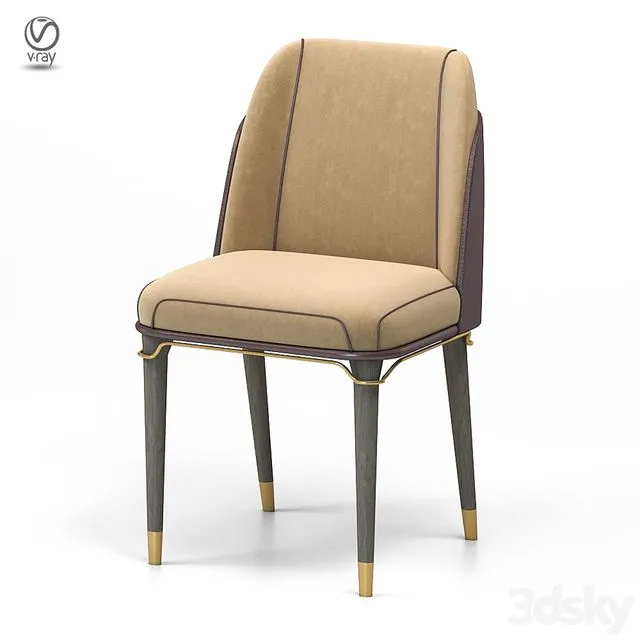 Dining chair fabric leather wood lounge 3D Model Dining chair fabric leather wood lounge 3D Model