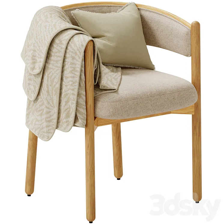 Dining chair in hevea and cotton Natesse 3D Model Free Download
