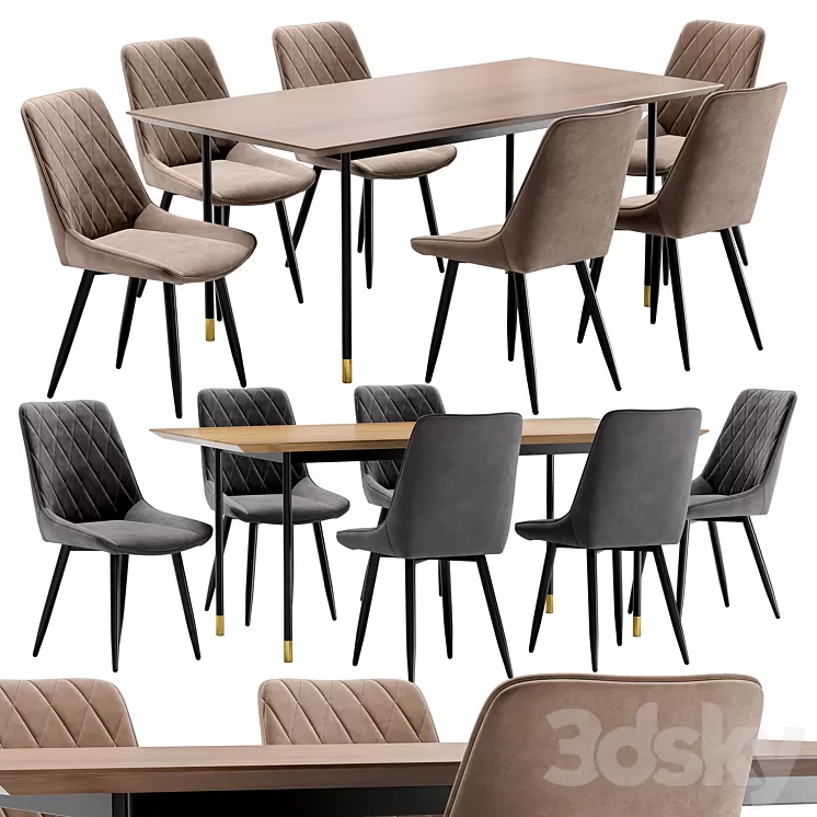 Dining chair Nika and table Impala 3D Model