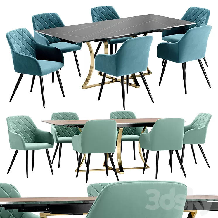 Dining chair Robert and table DT 3D Model Free Download
