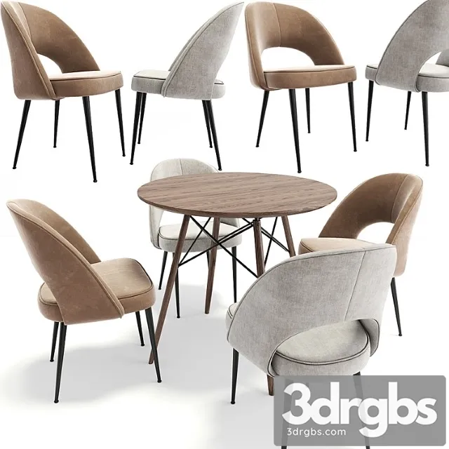 Dining chair set 08 2 3D Model Download