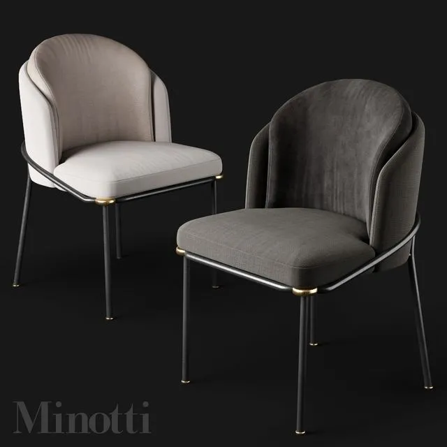 Dining chairs Minotti Fil noir 3D Model Dining chairs Minotti Fil noir 3D Model