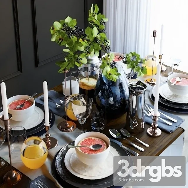 Dining Decor Set 3D Model Download Dining Decor Set 3D Model Download