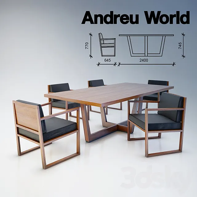 Dining group Andreu World 3D Model Dining group Andreu World 3D Model
