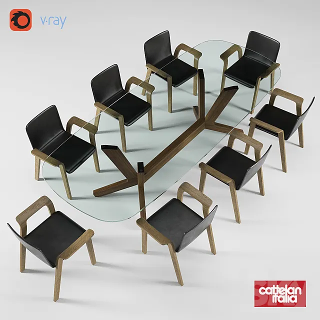 Dining group by Cattelan Italia 3D Model Dining group by Cattelan Italia 3D Model