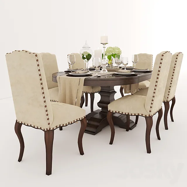 dining group from Pottery Barn 3D Model dining group from Pottery Barn 3D Model