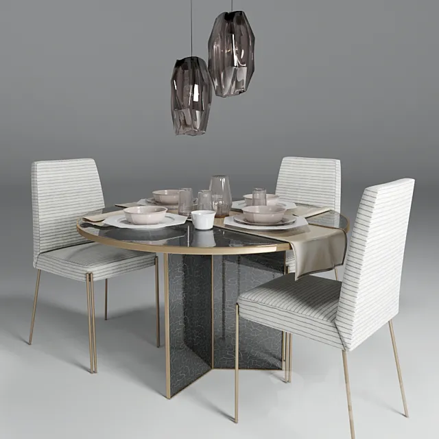 Dining group Kelly Wearstler + suspension Crystal lux DALI 3D Model