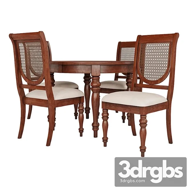 Dining Group Lifestyle Table and Chairs Victoria Tobacco 3D Model Download
