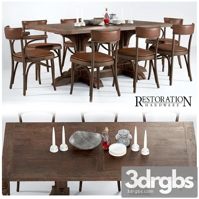 Dining group restoration hardware 2 3D Model Download