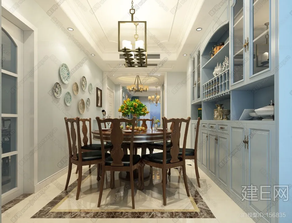 Dining Room 3D Interior Scene – American Style – 006 Dining Room 3D Interior Scene – American Style – 006