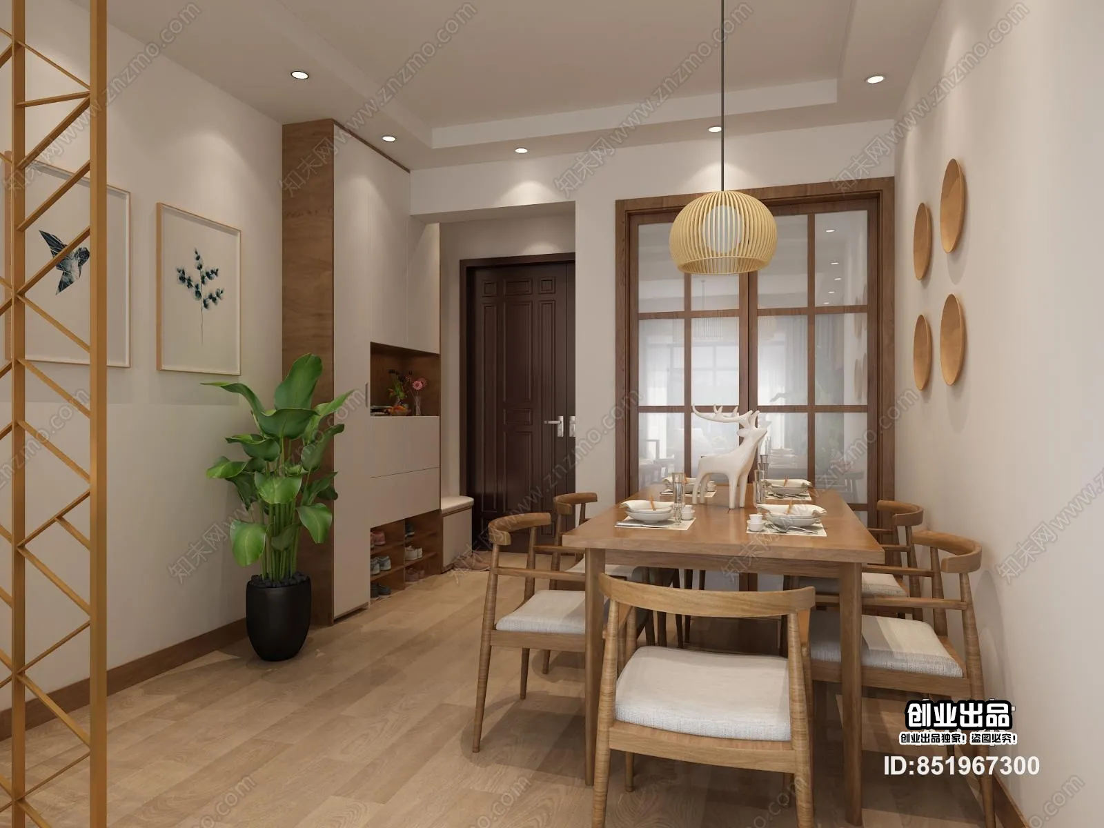 Dining Room 3D Interior Scene – Japanese Style – 048 Dining Room 3D Interior Scene – Japanese Style – 048