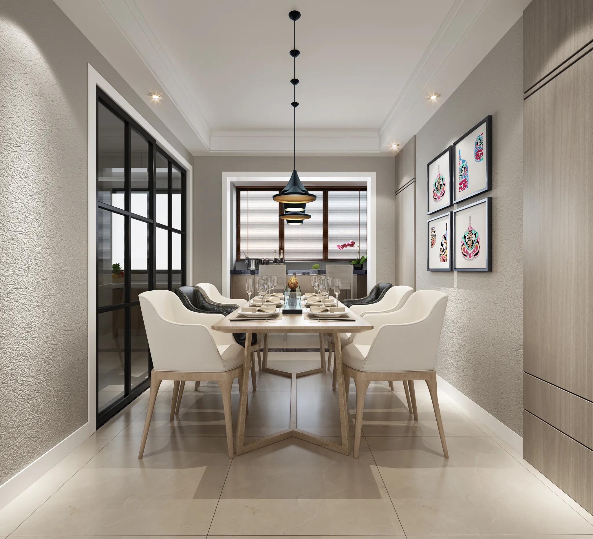 Dining Room 3D Interior Scene – Japanese Style – 049 Dining Room 3D Interior Scene – Japanese Style – 049