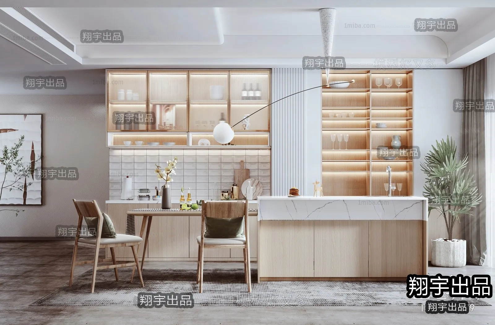 Dining Room 3D Interior Scene – Japanese Style – 050 Dining Room 3D Interior Scene – Japanese Style – 050