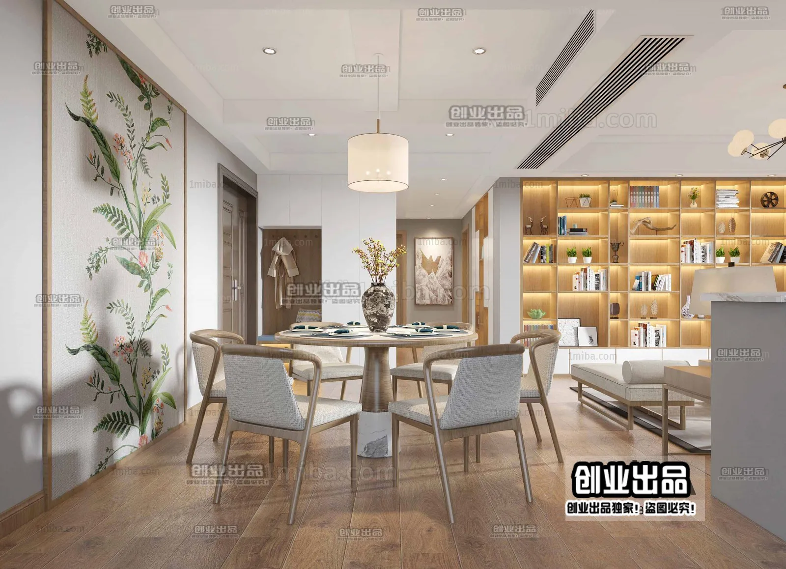 Dining Room 3D Interior Scene – Japanese Style – 052 Dining Room 3D Interior Scene – Japanese Style – 052