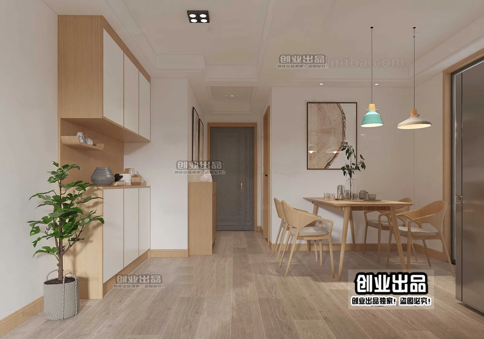 Dining Room 3D Interior Scene – Japanese Style – 054 Dining Room 3D Interior Scene – Japanese Style – 054