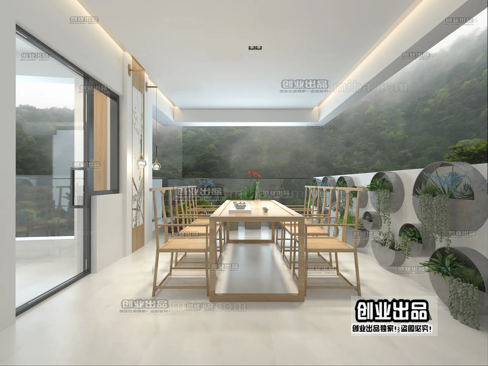 Dining Room 3D Interior Scene – Japanese Style – 055 Dining Room 3D Interior Scene – Japanese Style – 055