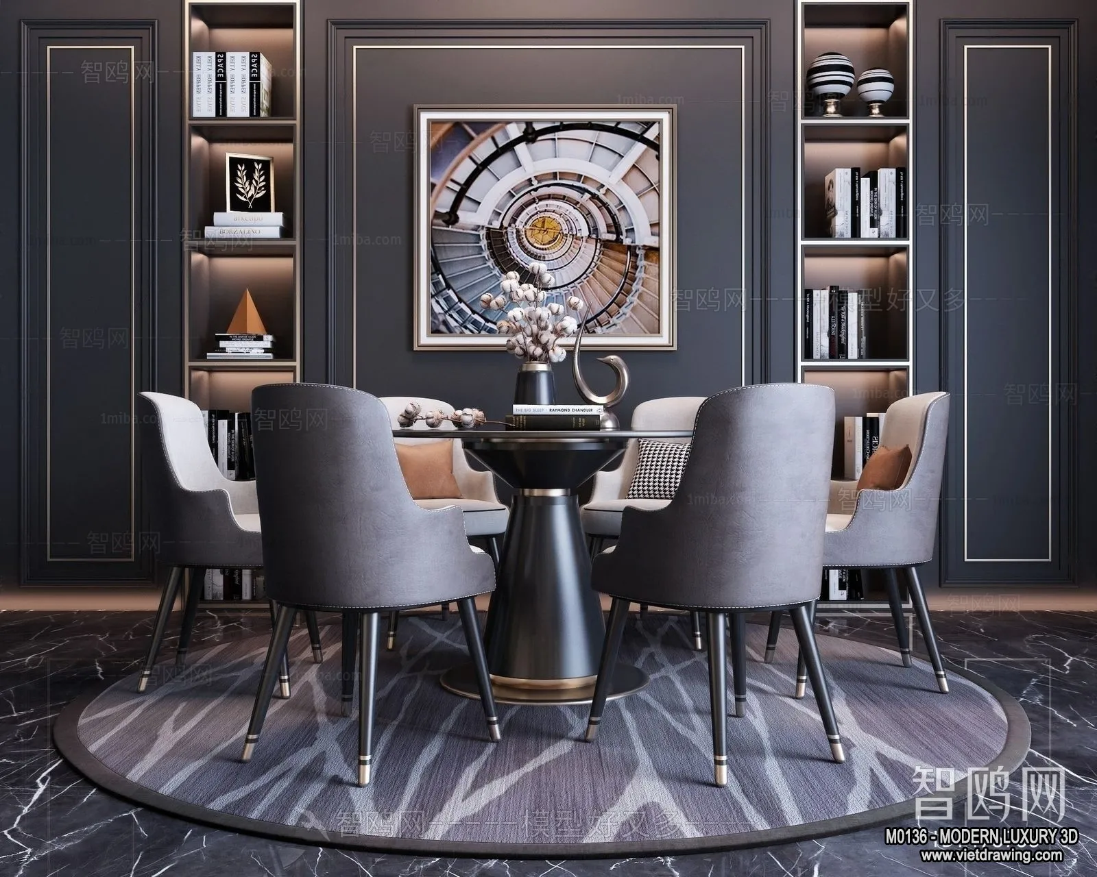 Dining Room – 3D Interior Scene – Luxury Style – 002 Dining Room – 3D Interior Scene – Luxury Style – 002