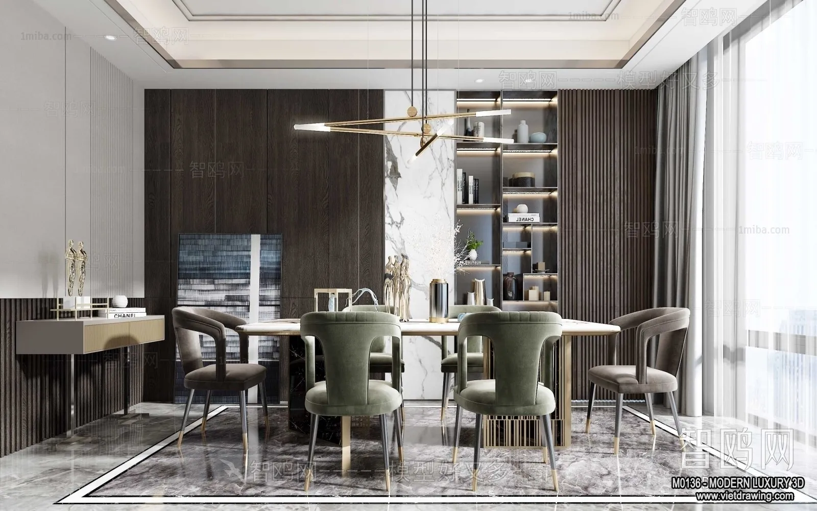 Dining Room – 3D Interior Scene – Luxury Style – 007 Dining Room – 3D Interior Scene – Luxury Style – 007