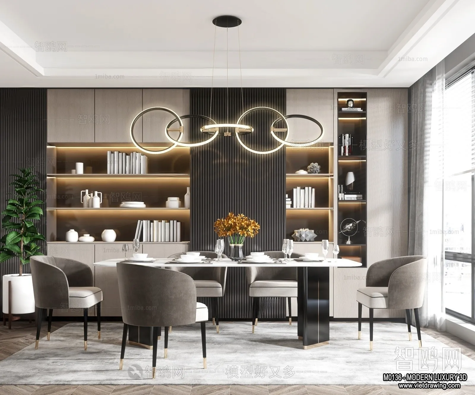 Dining Room – 3D Interior Scene – Luxury Style – 010 Dining Room – 3D Interior Scene – Luxury Style – 010