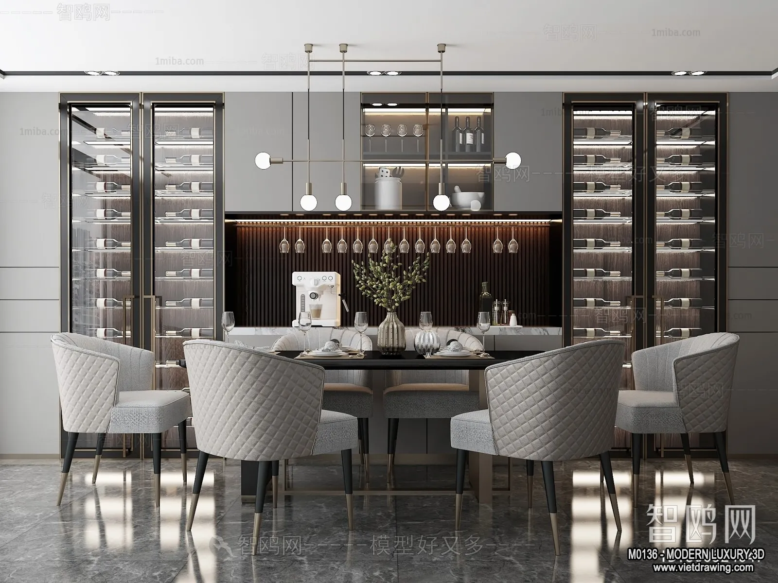 Dining Room – 3D Interior Scene – Luxury Style – 011 Dining Room – 3D Interior Scene – Luxury Style – 011