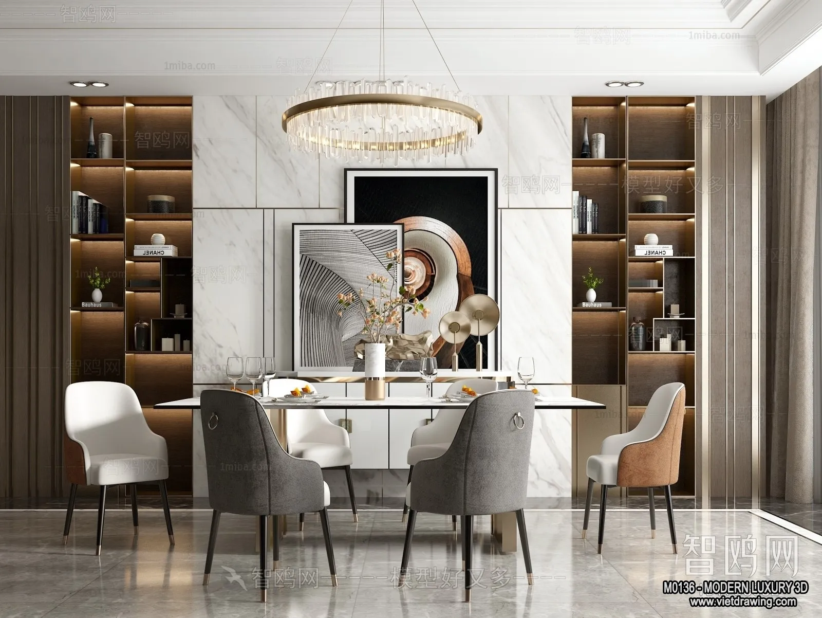 Dining Room – 3D Interior Scene – Luxury Style – 013 Dining Room – 3D Interior Scene – Luxury Style – 013