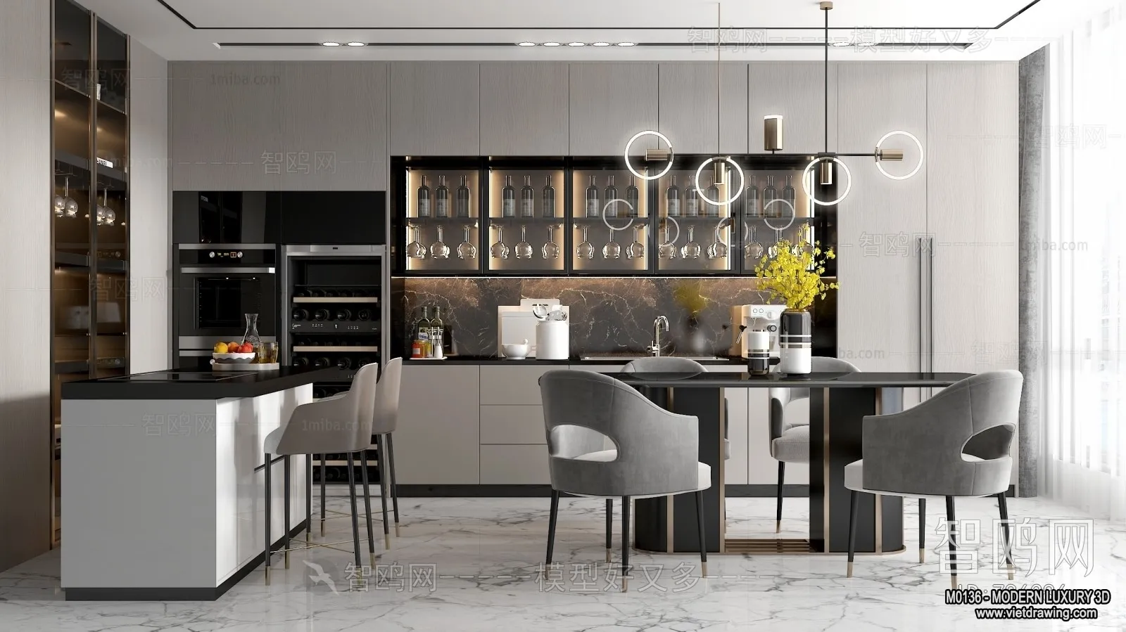 Dining Room – 3D Interior Scene – Luxury Style – 016 Dining Room – 3D Interior Scene – Luxury Style – 016