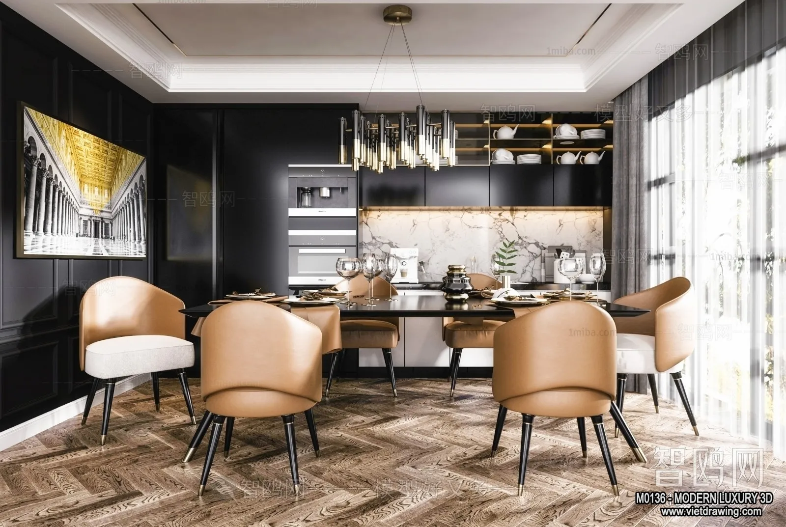 Dining Room – 3D Interior Scene – Luxury Style – 018 Dining Room – 3D Interior Scene – Luxury Style – 018