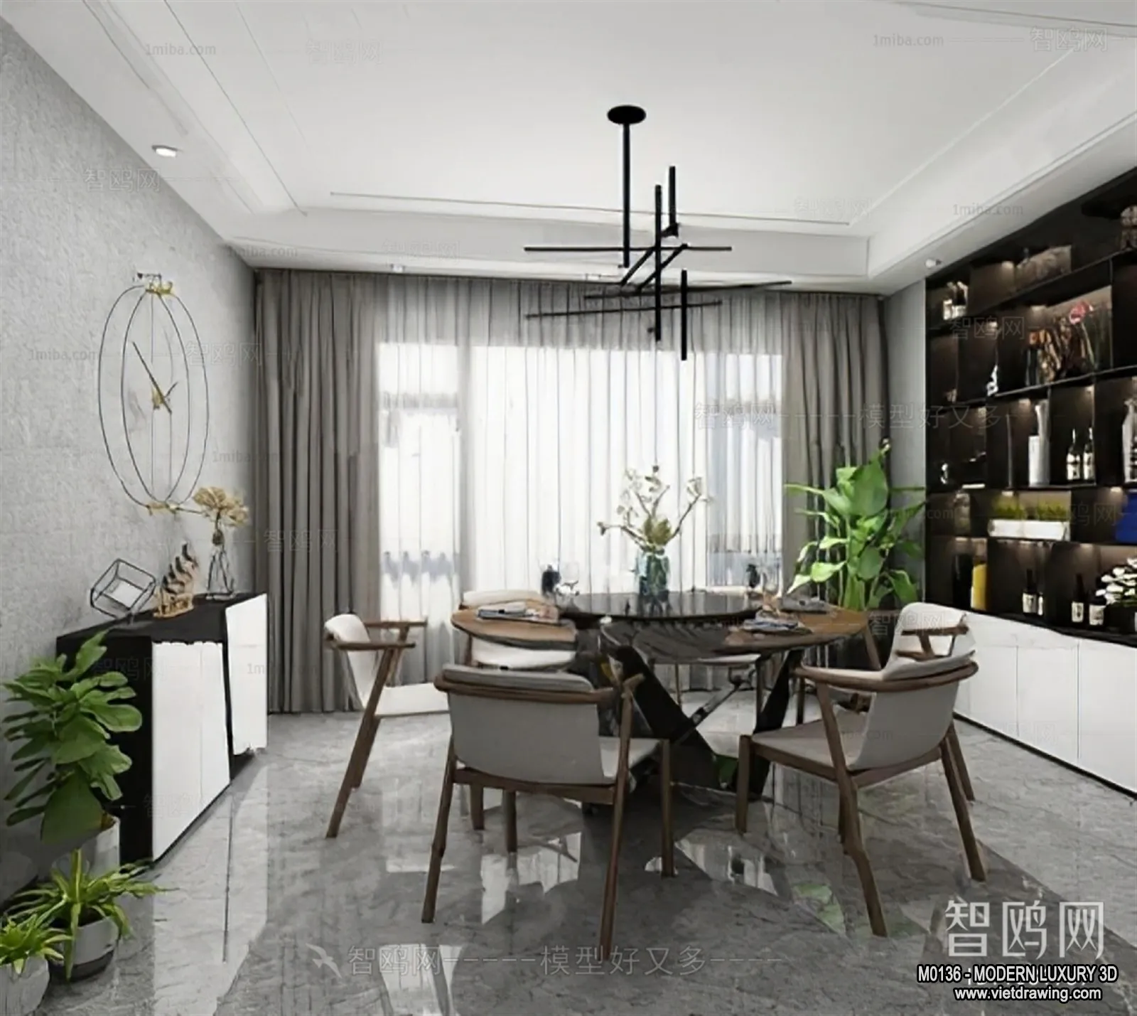 Dining Room – 3D Interior Scene – Luxury Style – 019 Dining Room – 3D Interior Scene – Luxury Style – 019
