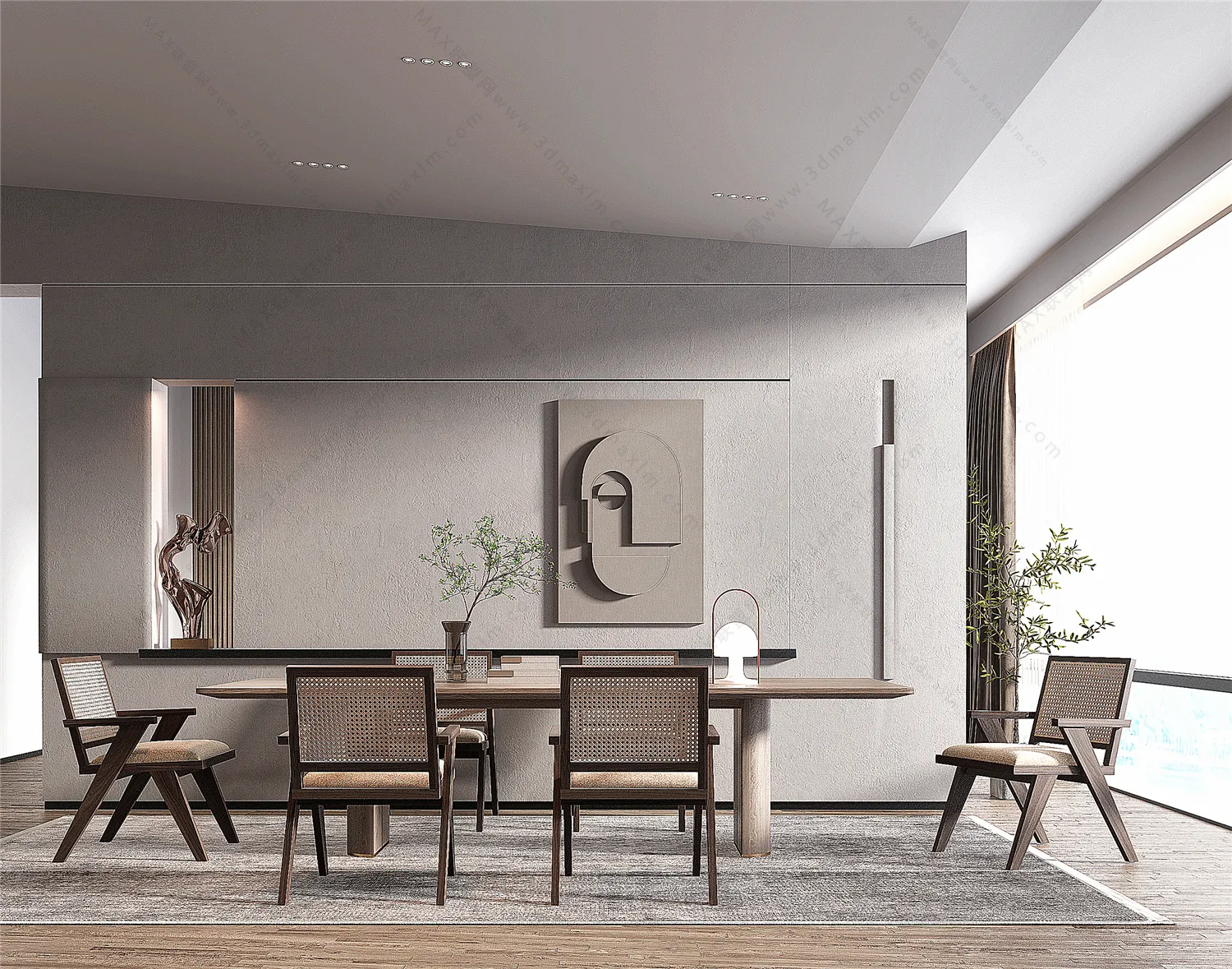 Dining Room 3D Interior Scene Model – Wabi Sabi Style – 018 Dining Room 3D Interior Scene Model – Wabi Sabi Style – 018