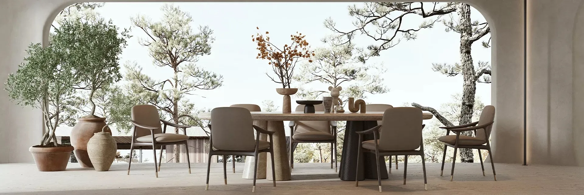 Dining Room 3D Interior Scene Model – Wabi Sabi Style – 020 Dining Room 3D Interior Scene Model – Wabi Sabi Style – 020